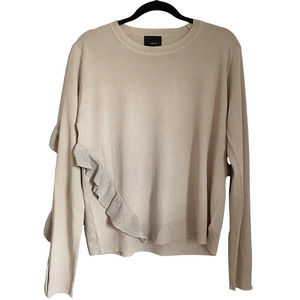 NWT Lumiere Womens Tan Long Sleeves Crew Neck Pullover Sweater Size Large